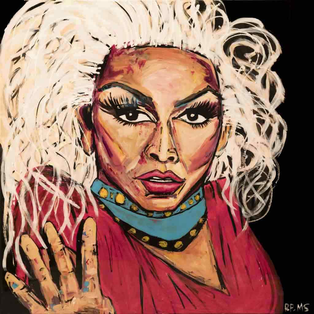 'Painted portrait' of RuPaul by Mandy Stobo